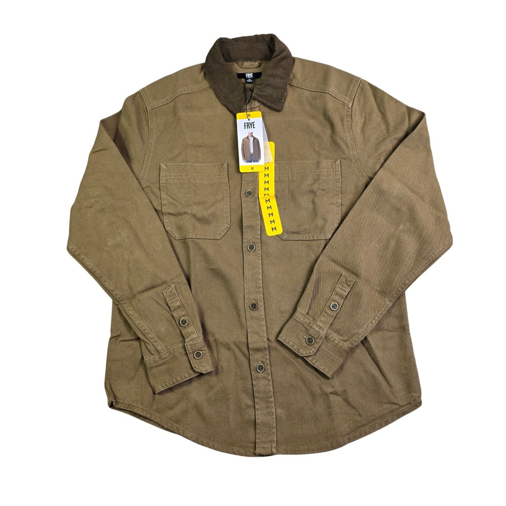Frye Barn Shacket Mens Med Brown Cotton Corduroy Collar Chore Jacket Cabin New